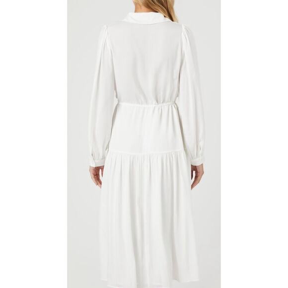 Forever 21 sheer white tie-front shirt long midi dress - large - Picture 3 of 8